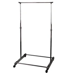 Portant à vêtements Inoxydable Extensible avec Roulettes et Étagère à Chaussures coloris noir - L 80 x p 43 x H 90-160 cm