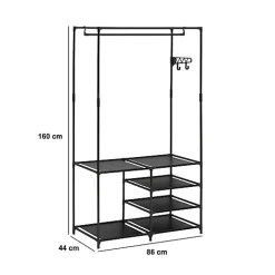Portant à vêtements Intissa 4 niveaux en métal noir H160cm - Noir- 5five