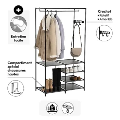Portant à vêtements Intissa 4 niveaux en métal noir H160cm - Noir- 5five