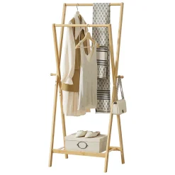 Portant à vêtements Keitele en bambou 150 x 60 x 42 cm en.casa