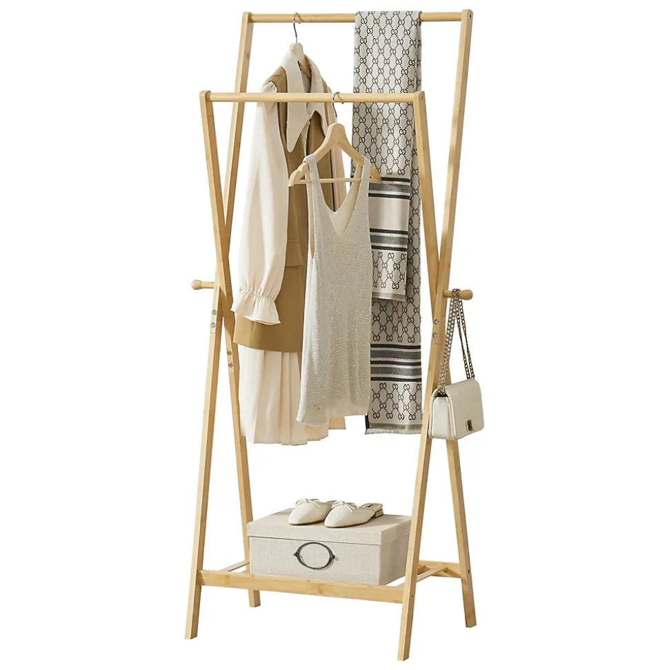 Portant à vêtements Keitele en bambou 150 x 60 x 42 cm en.casa