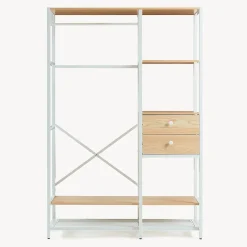 Portant à vêtements Larem 180 x 120 x 40 cm blanc effet chêne en.casa