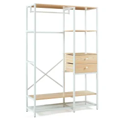 Portant à vêtements Larem 180 x 120 x 40 cm blanc effet chêne en.casa