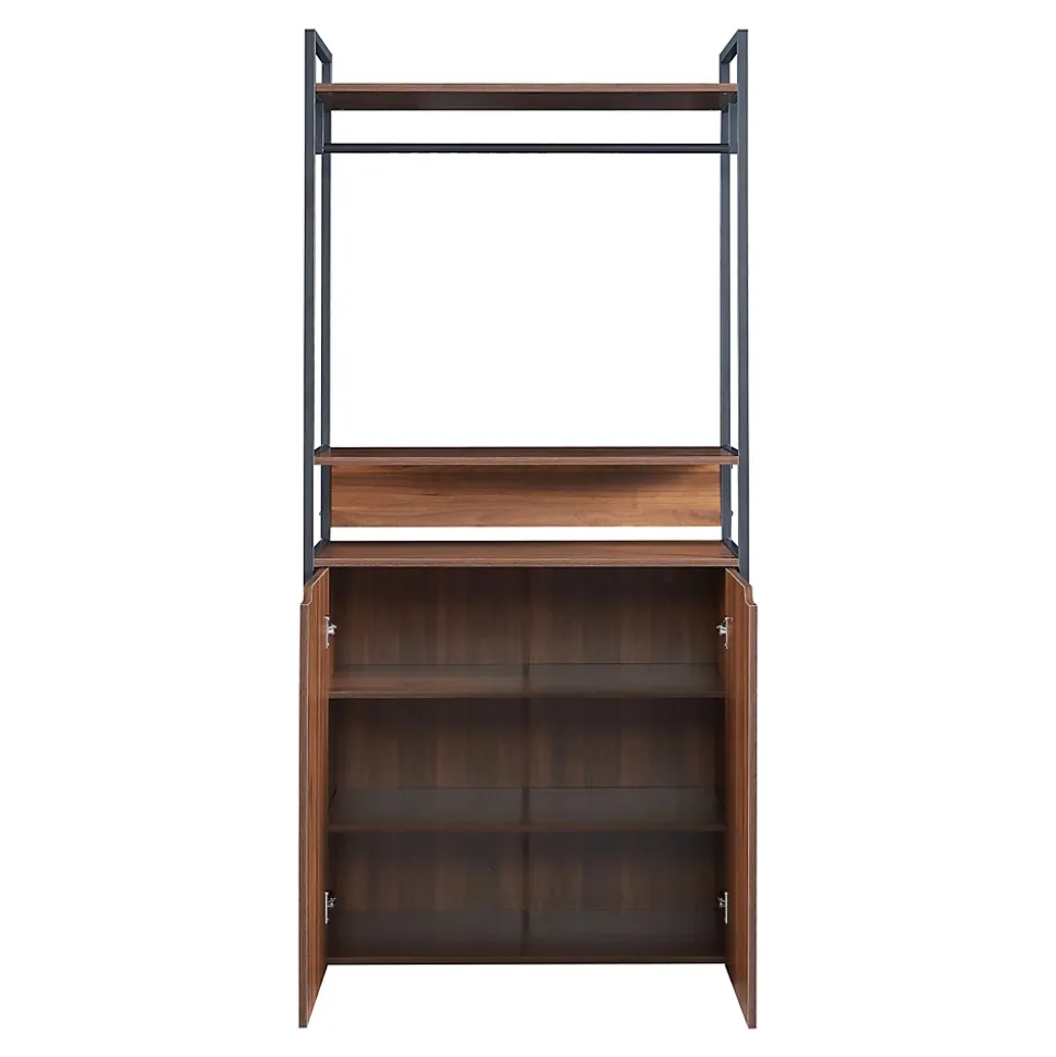 Portant à vêtements Larem avec armoire 180 x 84 x 40 cm noir effet noyer en.casa