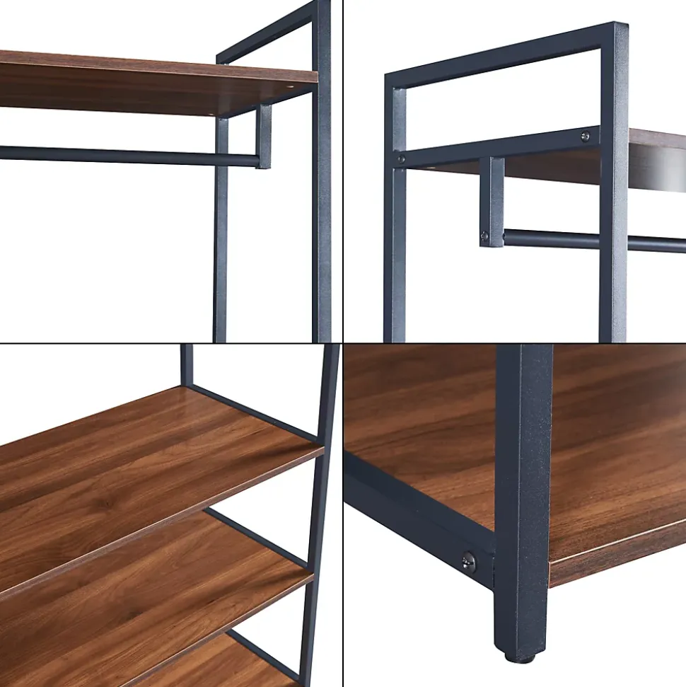 Portant à vêtements Larem avec 4 étagères 180 x 84 x 40 cm noir effet noyer en.casa