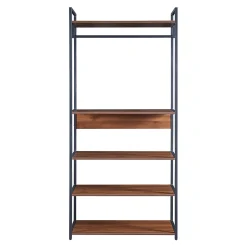 Portant à vêtements Larem avec 4 étagères 180 x 84 x 40 cm noir effet noyer en.casa