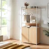 Portant à vêtements Larem avec armoire 180 x 84 x 40 cm blanc effet chêne en.casa