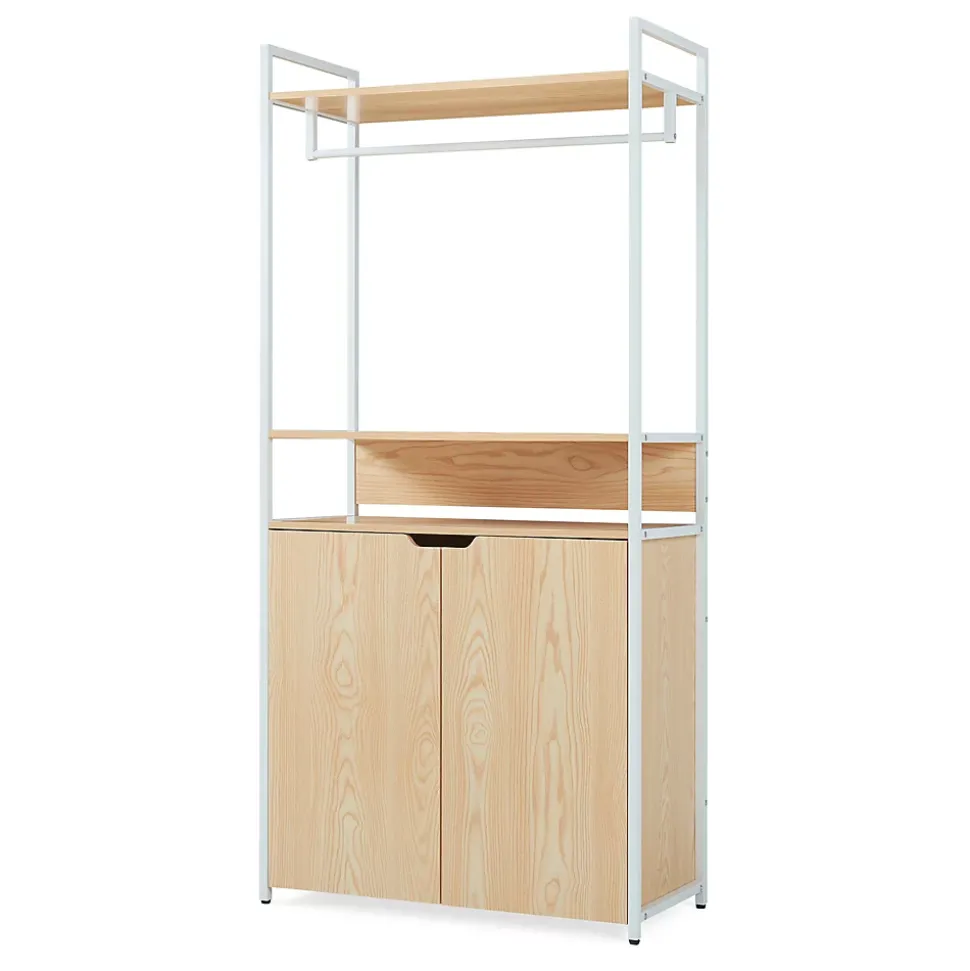 Portant à vêtements Larem avec armoire 180 x 84 x 40 cm blanc effet chêne en.casa