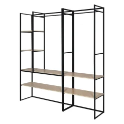 Portant à vêtements modulable en bois et métal noir 2 penderies Homesight Pharell l. 190 cm