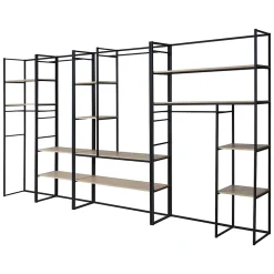 Portant à vêtements modulable en bois et métal noir Homesight Pharell l. 190 cm