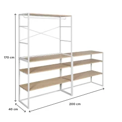 Portant à vêtements modulable sous combles en bois et métal blanc 4 étagères 1 penderie Homesight Kadra l. 300 cm