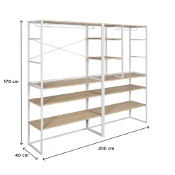 Portant à vêtements modulable sous combles en bois et métal noir 4 étagères et 2 penderies Homesight Kadra l. 400 cm