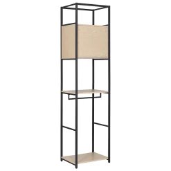 Portant à vêtements modulable en bois et métal noir 2 étagères et 1 penderie 1 porte Homesight June l. 50 cm