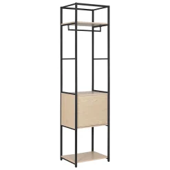 Portant à vêtements modulable en bois et métal noir 2 étagères et 1 penderie 1 porte Homesight June l. 50 cm