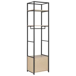 Portant à vêtements modulable en bois et métal noir 2 étagères et 1 penderie 1 porte Homesight June l. 50 cm