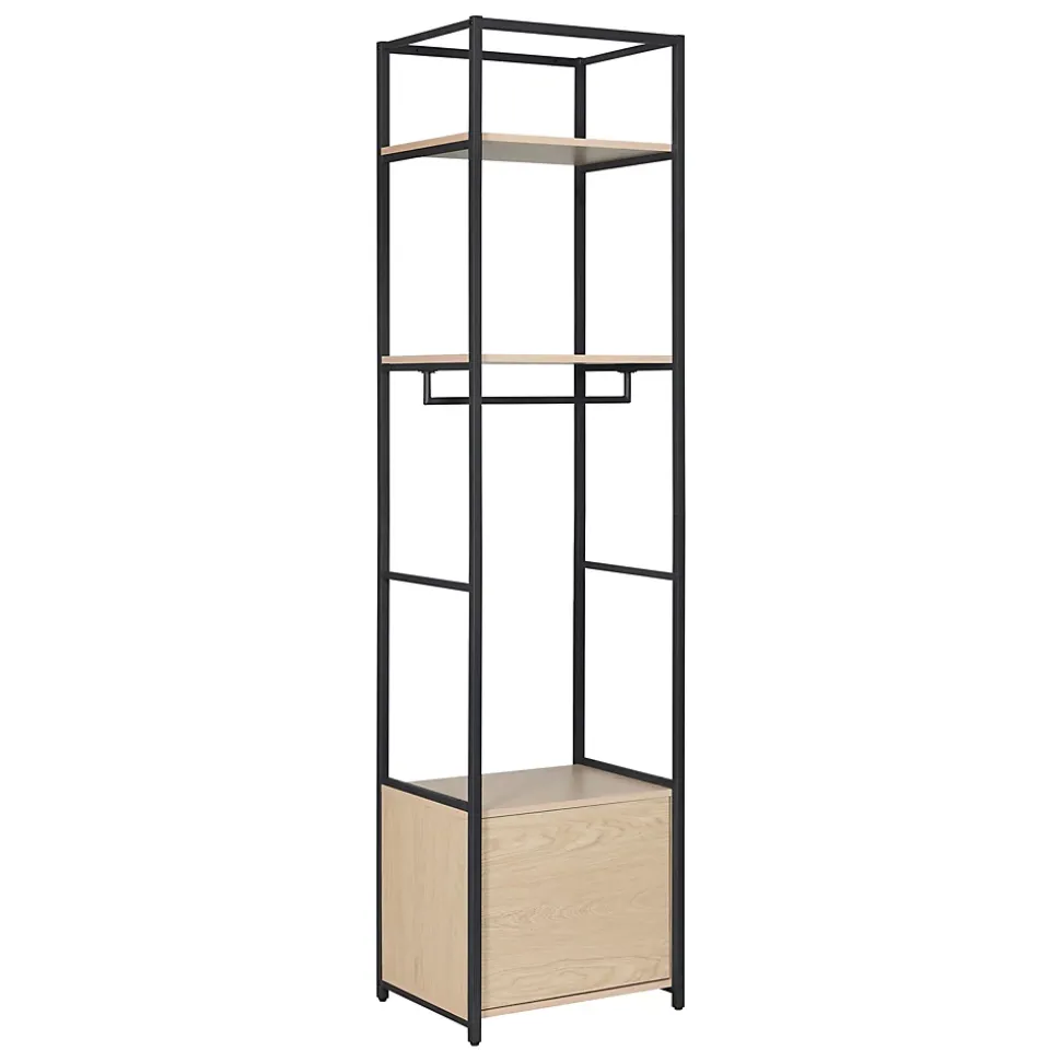 Portant à vêtements modulable en bois et métal noir 2 étagères et 1 penderie 1 porte Homesight June l. 50 cm