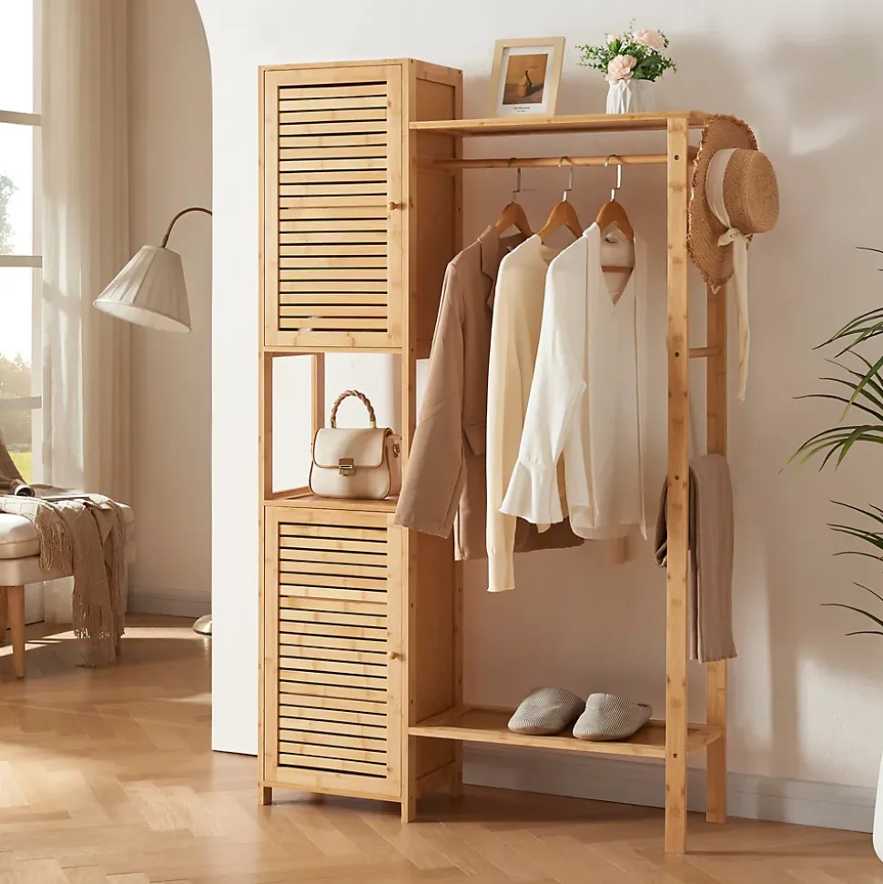 Portant à vêtements Oldsum bambou 164 x 99 x 29 cm naturel en.casa