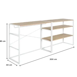 Portant à vêtements sous combles en bois et métal blanc 3 étagères et 1 penderie Homesight Kadra l. 200 cm