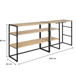 Portant à vêtements sous combles en bois et métal noir 3 étagères et 1 penderie Homesight Kadra l. 200 cm