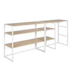Portant à vêtements sous combles en bois et métal blanc 3 grandes étagères et 1 penderie Homesight Kadra l. 200 cm