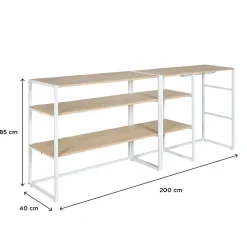 Portant à vêtements sous combles en bois et métal blanc 3 grandes étagères et 1 penderie Homesight Kadra l. 200 cm