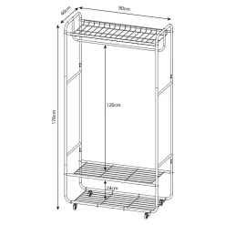 Portant à vêtements Vestvaagoey acier 176 x 90 x 40 cm noir en.casa