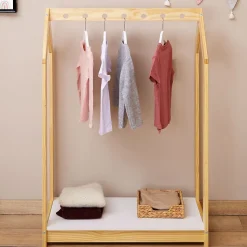 Portant enfant SALLY en pin massif - Coloris naturel et blanc