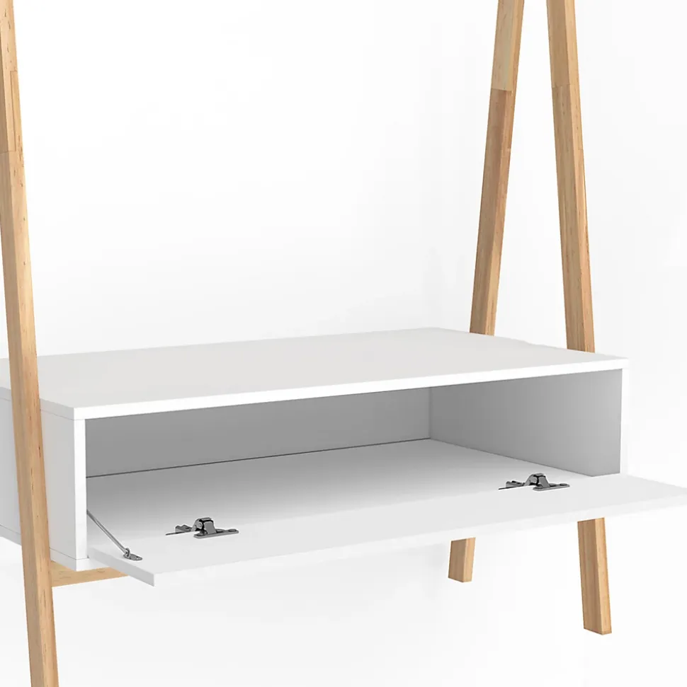Portant enfant tipi LEON 130 cm avec 1 porte blanc et bois