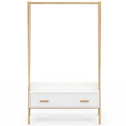 Portant enfant tipi LEON 130 cm avec 1 porte blanc et bois