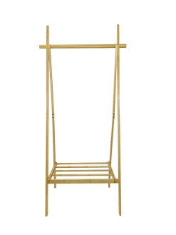 Portant pliable en bambou avec 1 étagère l. 75 x H. 160 cm