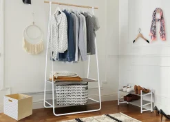 Portant simple avec 2 étagères Trendy H. 171 cm x L. 55 cm blanc et taupe