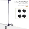 Portant sur roulettes - portant à vêtements réglable en hauteur et longueur - dim. 86/160L x 45l x 95/170H cm - acier inox.