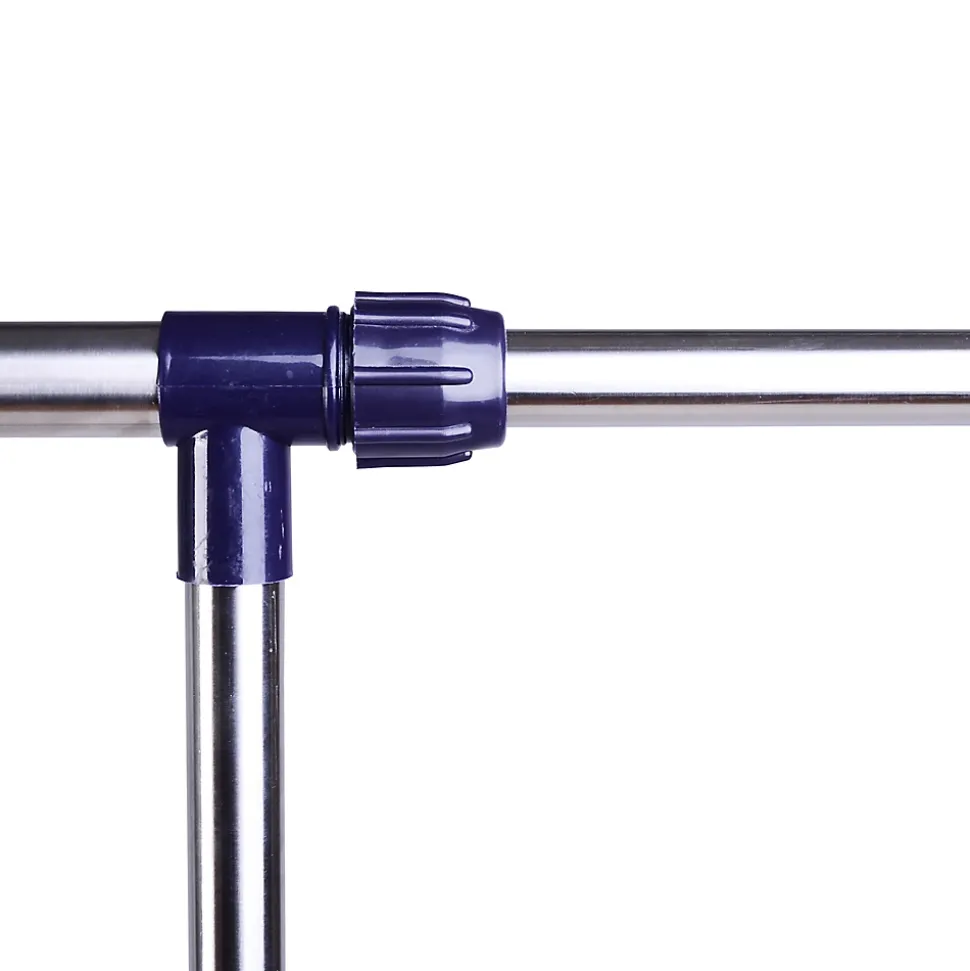 Portant sur roulettes - portant à vêtements réglable en hauteur et longueur - dim. 86/160L x 45l x 95/170H cm - acier inox.