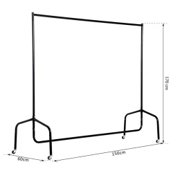 Portant tringle à vêtements acier charge max. 140 Kg dim. 150L x 60l x 170H cm noir