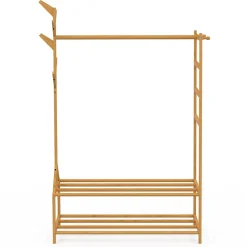 Portant vêtements bambou RITA avec porte-manteaux et étagères