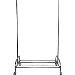 Portant vêtements roulettes métal gris argenté 108-168 x 53 x 181 cm
