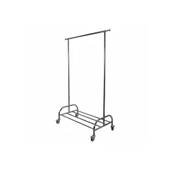 Portant vêtements roulettes métal gris argenté 108-168 x 53 x 181 cm