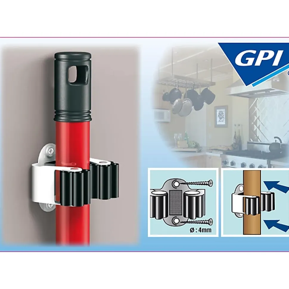 Porte balais pour manches Ø 18 à 32 mm GPI blanc