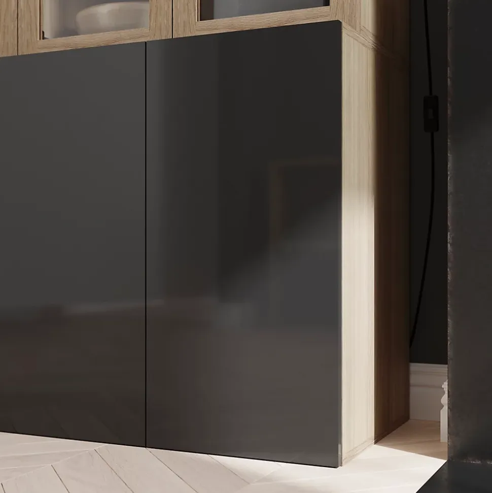 Porte battante anthracite brillant GoodHome Atomia H 74,7 x L. 37,2 cm