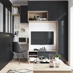 Porte battante anthracite brillant GoodHome Atomia H 187,2 x L. 49,7 cm