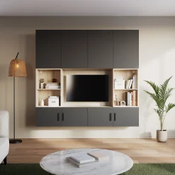 Porte battante anthracite GoodHome Atomia H. 224,7 x L. 49,7 cm