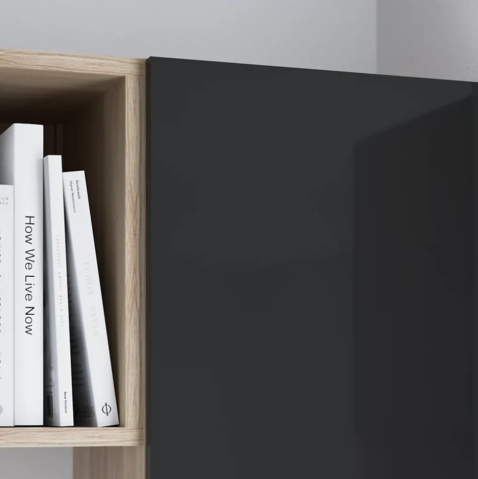 Porte battante anthracite brillant GoodHome Atomia H 37,2 x L. 49,7 cm