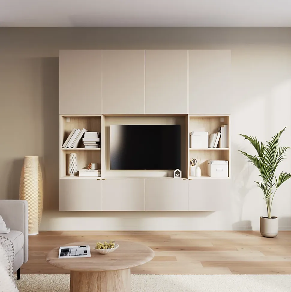 Porte battante beige cachemire GoodHome Atomia H. 187,2 x L. 37,2 cm