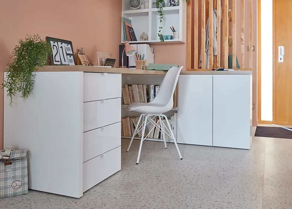 Porte battante blanche brillante GoodHome Atomia H 74,7 x L. 37,2 cm
