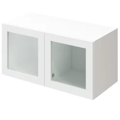 Porte battante blanche en verre GoodHome Atomia H 37,2 x L. 37,2 cm