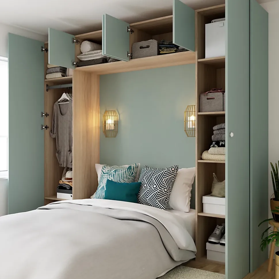 Porte battante bleu aqua GoodHome Atomia H. 149,7 x L. 37,2 cm