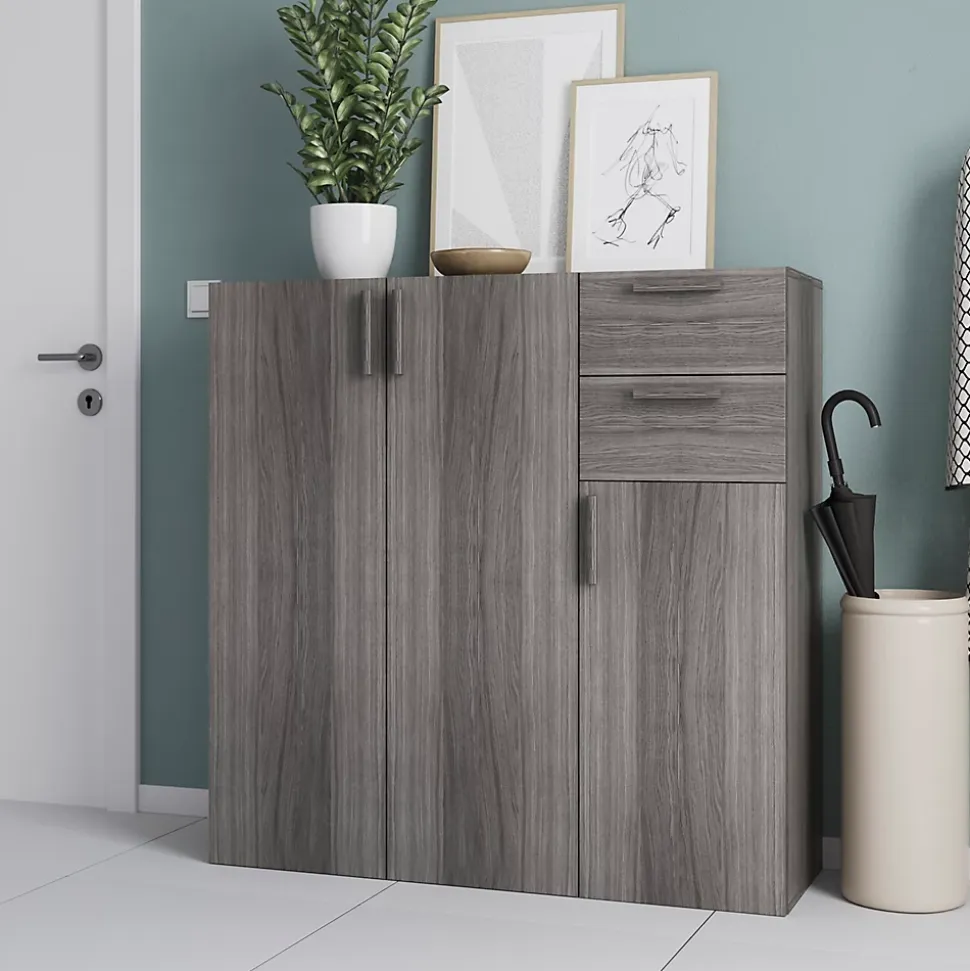 Porte battante effet chêne grisé GoodHome Atomia H 74,7 x L. 37,2 cm