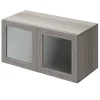 Porte battante effet chêne grisé en verre GoodHome Atomia H 37,2 x L. 37,2 cm