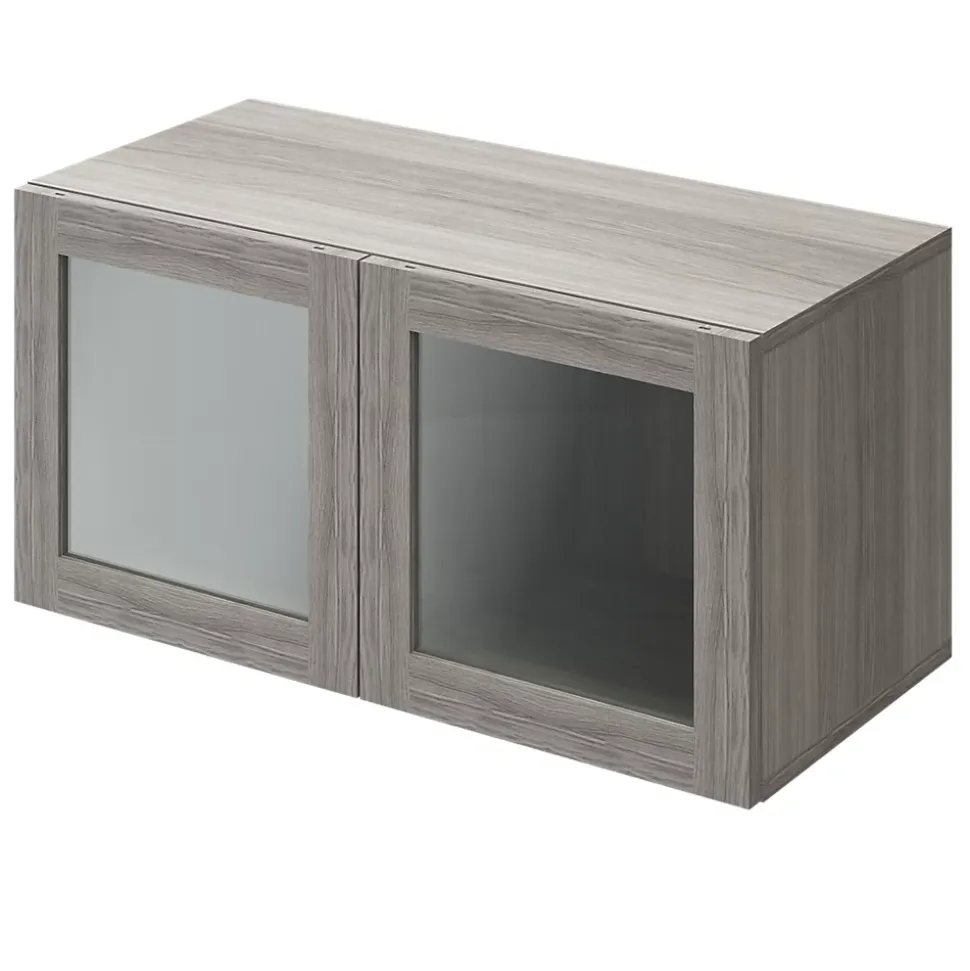 Porte battante effet chêne grisé en verre GoodHome Atomia H 37,2 x L. 37,2 cm