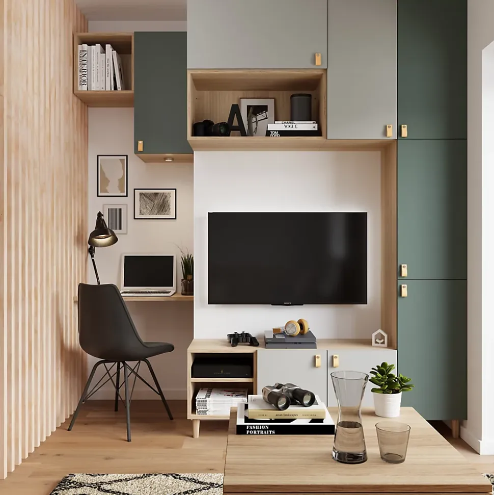 Porte battante gris clair GoodHome Atomia H. 37,2 x L. 37,2 cm